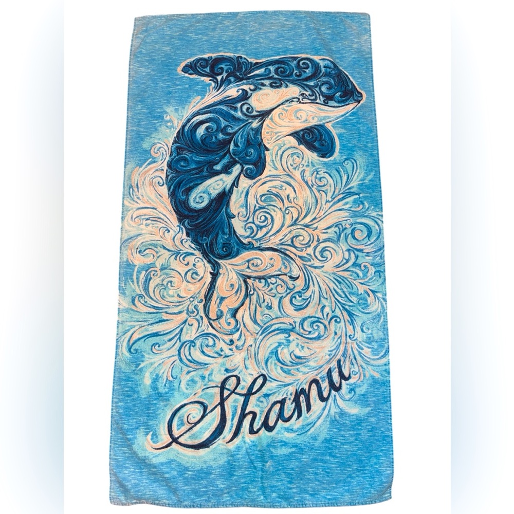 Sea world “Shamu” Rare Vintage 90’s glitter Beach towel Mint condition!!